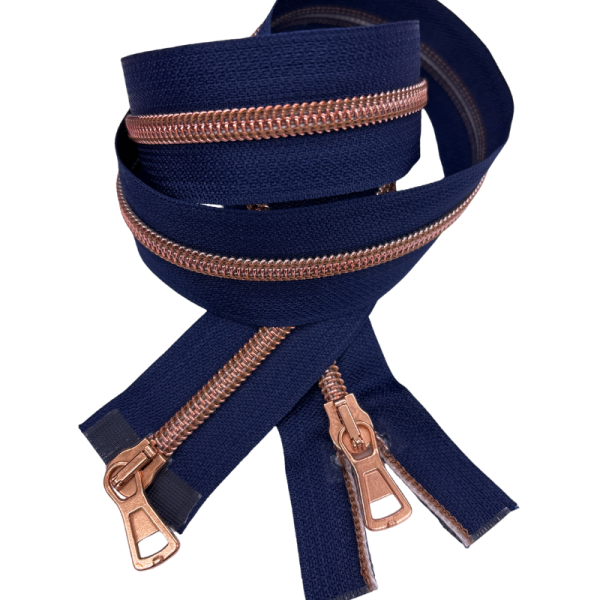 2-Wege-Reißverschluss 85 cm Marine Rosegold Mocca